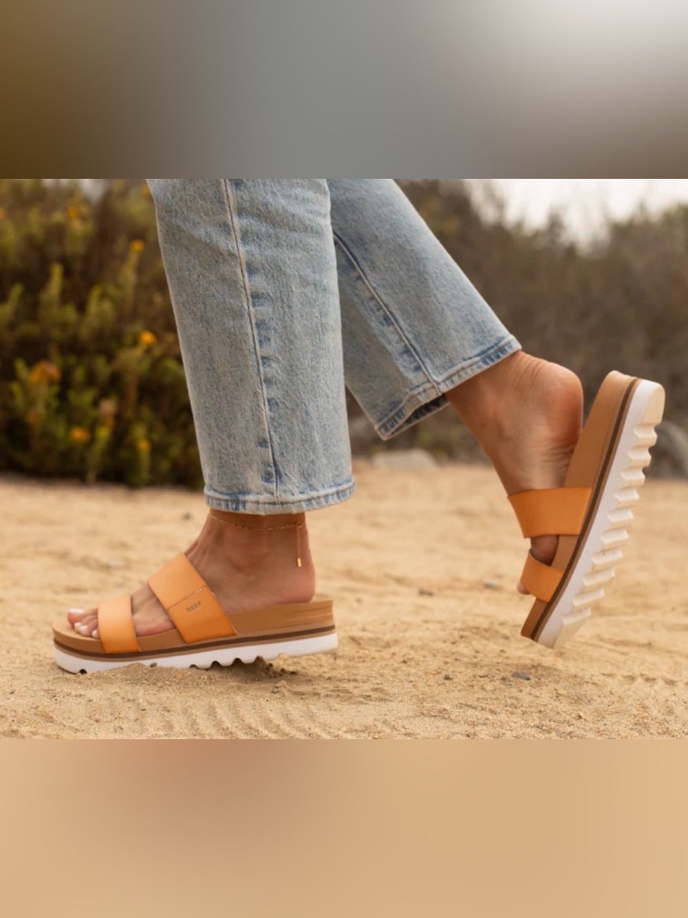 Women’s Reef Tan Slide Platform Sandals